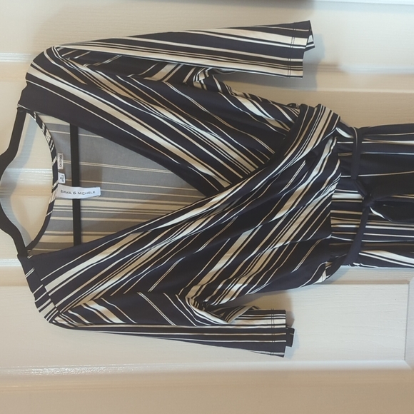 Emma & Michelle Navy Striped Jumpsuit Size XL - Picture 2 of 4